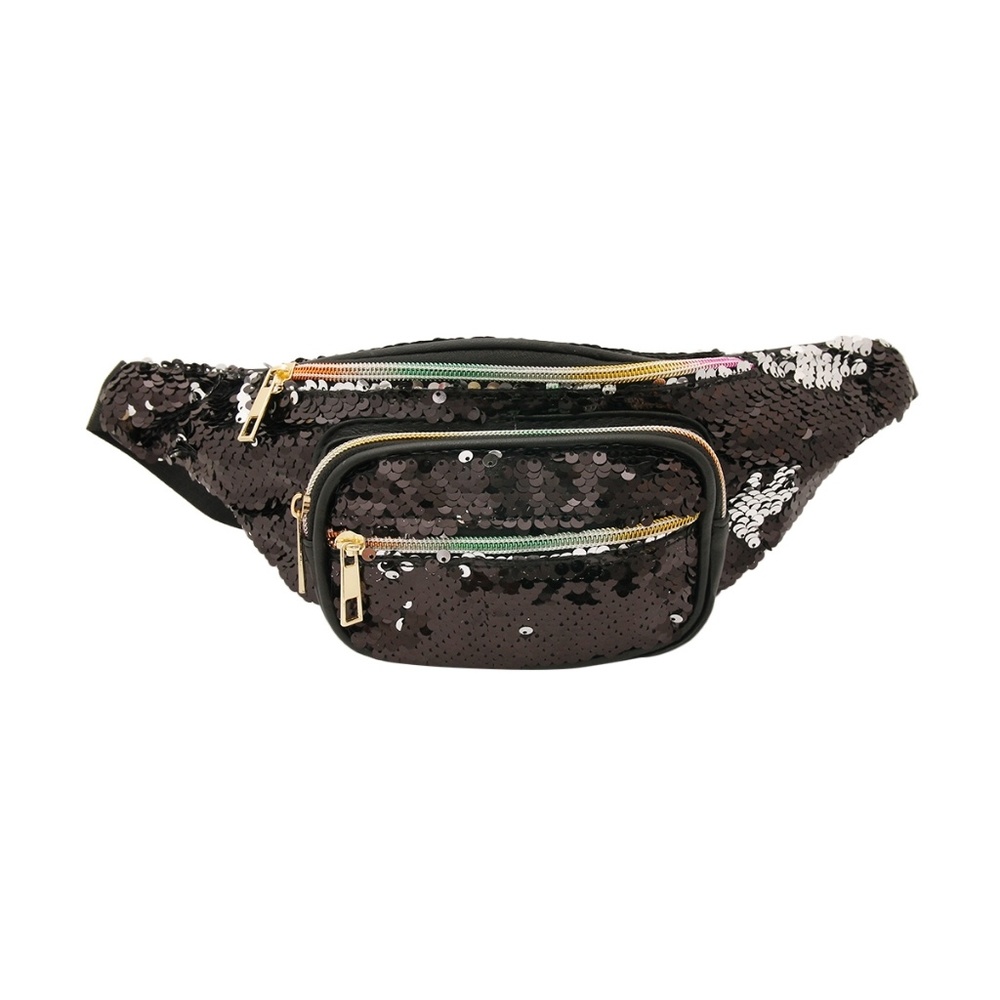 Black Sequin Fanny Pack